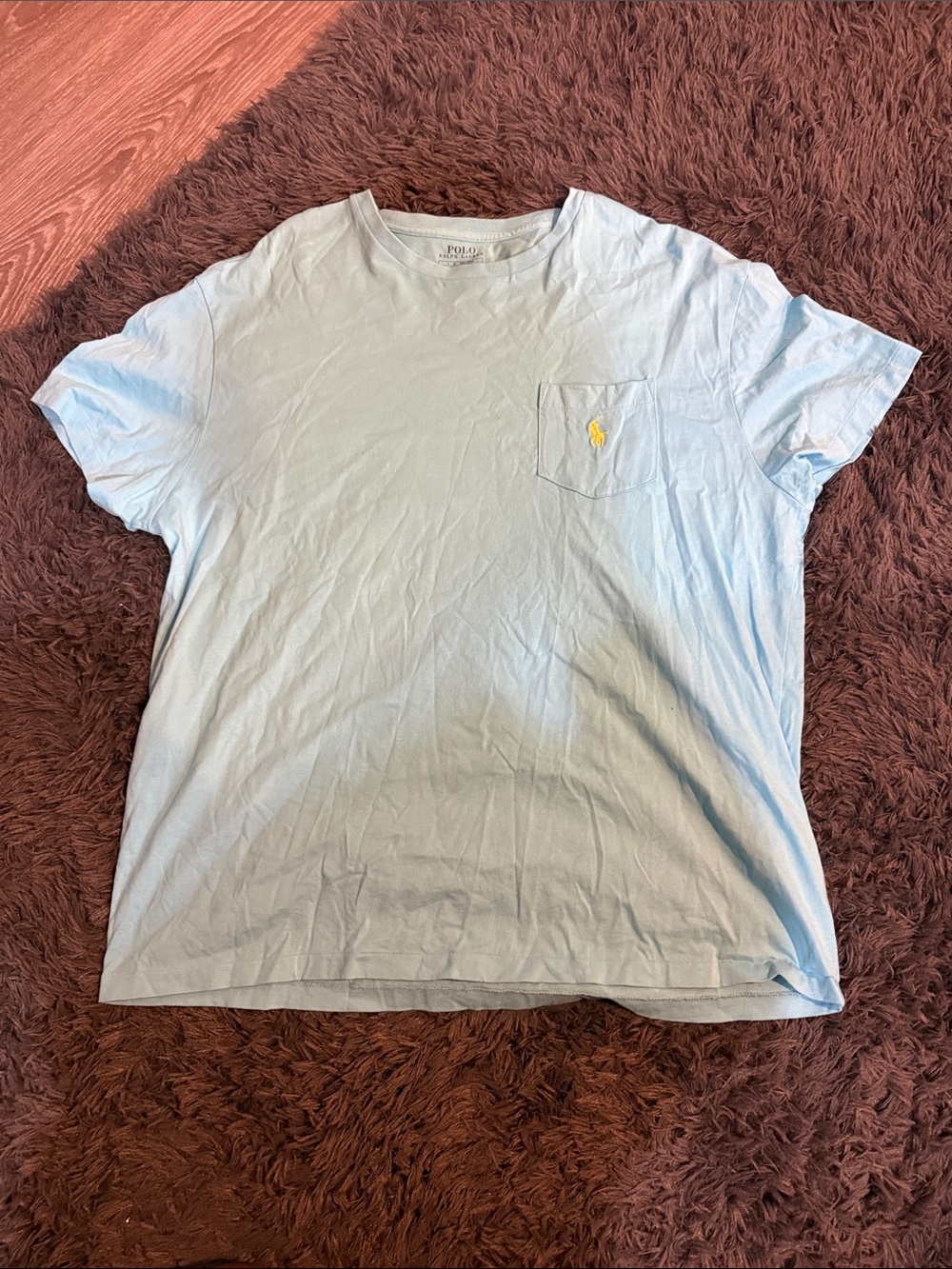 Polo by Ralph Lauren Pale Blue Pocket Tee with Yellow Pony